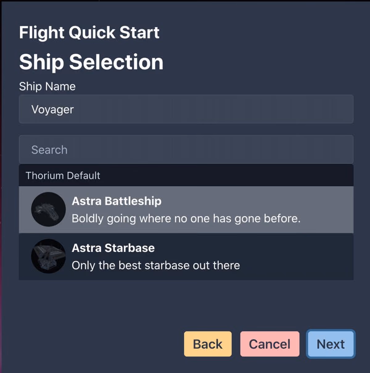 Ship Selection